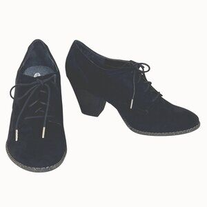 Dr. Scholls Womens Black Lace-Up Heeled Oxford Shoes Size 11M Memory Foam EUC!